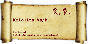 Kolonits Vajk névjegykártya